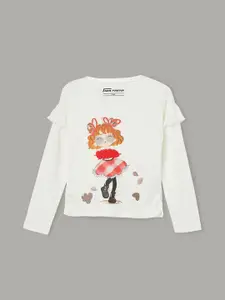 Fame Forever by Lifestyle Girls Graphic Printed Ruffles Pure Cotton Top