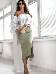 Stylecast X KPOP Olive Green Straight Skirt