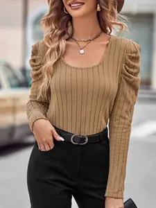 StyleCast Women Brown & liver chestnut Striped Pullover