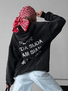 StyleCast Women Black Hooded Sweatshirt