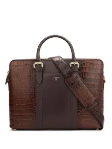 Da Milano Unisex Textured Leather 16 Inch Laptop Bag