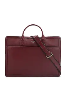 Da Milano Unisex Maroon Textured Leather Laptop Bag