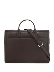 Da Milano Unisex Brown Leather Laptop Bag