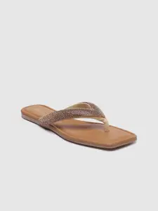 Inc 5 Women Embellished T-Strap Flats