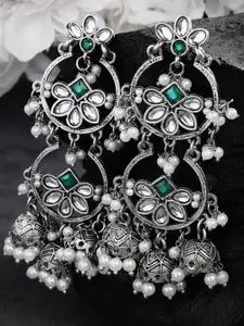 KARATCART Silver-Plated Contemporary Drop Earrings