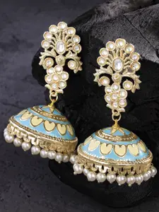 KARATCART Gold-Plated Dome Shaped Jhumkas Earrings