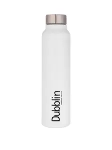 Dubblin Bingo White & Silver Toned Stainless Steel BPA Free Water Bottle 1 L