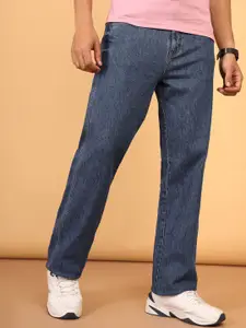 Wrangler Men Straight Fit Mid Rise Clean Look Stretchable Jeans