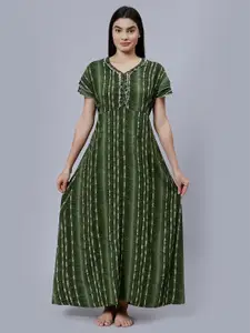 NIGHTSPREE Green Printed Maxi Nightdress