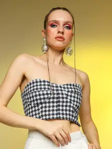 Stylecast X Hersheinbox Multicoloured Checked Cotton Crop Top