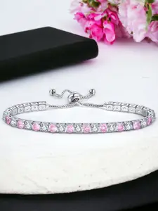 Jewels Galaxy Silver-Plated Cubic Zirconia Wraparound Bracelet