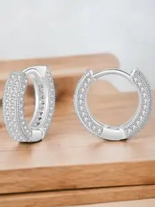 Jewels Galaxy Silver-Toned Circular Hoop Earrings