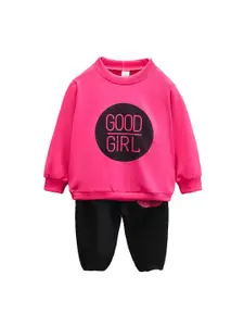 StyleCast Girls Fuchsia Printed T-shirt with Pyjamas