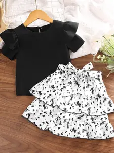 StyleCast Girls Black & White Top With Skirt