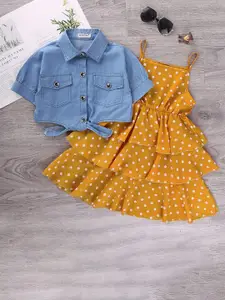 StyleCast Girls Yellow & Blue Shirt with Skirt