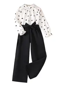 StyleCast Girls Black Printed Top with Trousers