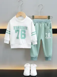 StyleCast Boys Green & White Printed T-Shirt With Trouser