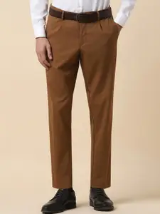 Allen Solly Men Brown Slim Fit Pleated Formal Trouser