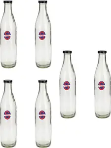 Afast Transparent 6 Pieces Glass Water Bottle 1 ltr
