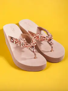 Bella Rosa Embellished Open Toe Wedge Heels