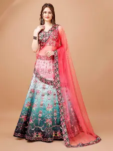 SAPTRANGI Ethnic Motifs Printed Ready To Wear Lehenga & Blouse With Dupatta