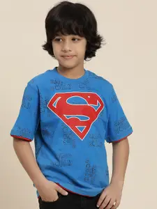 Kids Ville Boys Superman Printed Pure Cotton Relaxed Fit T-Shirt