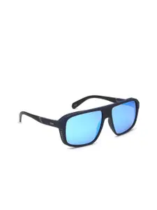 IDEE Men Blue Lens & Black Round Sunglasses with UV Protected Lens