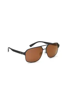 IDEE Men Brown Lens & Black Round Sunglasses with UV Protected Lens