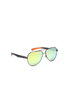 IDEE Men Green Lens & Brown Round Sunglasses with UV Protected Lens