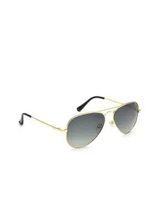 IDEE Men Green Lens & Gold-Toned Round Sunglasses with UV Protected Lens