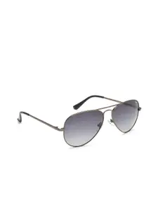 IDEE Men Grey Lens & Gunmetal-Toned Round Sunglasses with UV Protected Lens