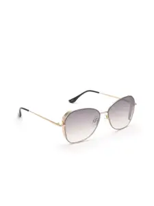 IDEE Women Grey Lens & Gold-Toned Round Sunglasses with UV Protected Lens