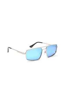 IDEE Men Blue Lens & Silver-Toned Round Sunglasses with UV Protected Lens