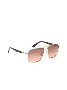 IDEE Men Brown Lens & Gold-Toned Round Sunglasses with UV Protected Lens