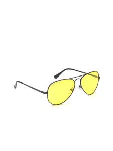 IDEE Men Yellow Lens & Black Round Sunglasses with UV Protected Lens
