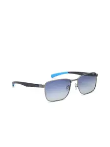 IDEE Men Blue Lens & Gunmetal-Toned Round Sunglasses with UV Protected Lens