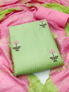 MANVAA Floral Embroidered Pure Cotton Unstitched Dress Material