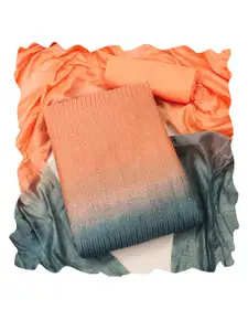 MANVAA Striped Embroidered Sequinned Pure Cotton Unstitched Dress Material