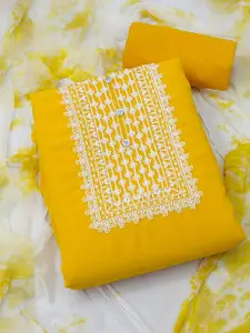 MANVAA Floral Embroidered Silk Georgette Unstitched Dress Material