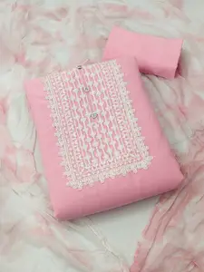 MANVAA Floral Embroidered Silk Georgette Unstitched Dress Material