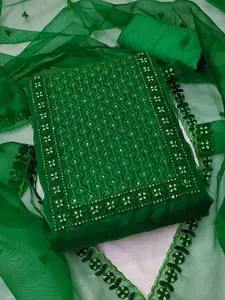 MANVAA Ethnic Motifs Embroidered Sequined Organza Unstitched Dress Material