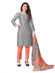 MANVAA Floral Embroidered Sequinned Pure Cotton Unstitched Dress Material