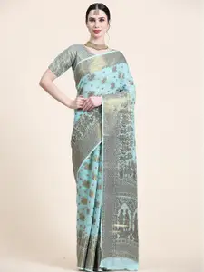 KAPADIYA FAB Multicoloured Embellished Zari Pure Cotton Designer Banarasi Saree