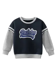 StyleCast Boys Navy Blue Typography Printed Pullover Sweatshirt