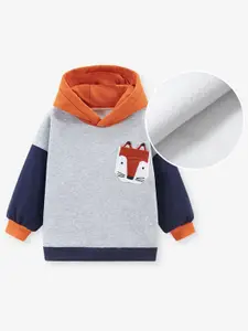 StyleCast Boys Grey Printed Hooded Sweatshirt