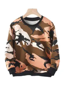 StyleCast Boys Brown Printed Hooded Sweatshirt