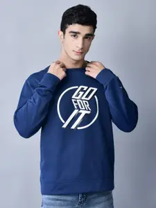 Shiv Naresh Men Navy Blue Printed Sweatshirt