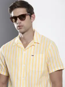 Tommy Hilfiger Men Cotton Linen Striped Casual Shirt
