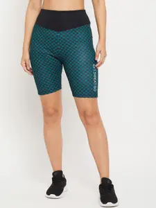 PERFKT-U Women Green Typography Printed Slim Fit Cycling Fashion Shorts