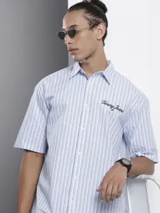 Tommy Hilfiger Pure Cotton Boxy Fit Opaque Striped Casual Shirt